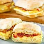 bacon, egg, and gouda breakfast sandwich