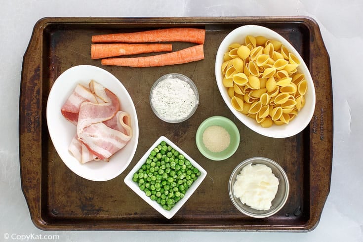 Homemade Suddenly Salad bacon ranch pasta salad ingredients