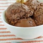 homemade chocolate ice cream in a white bowl