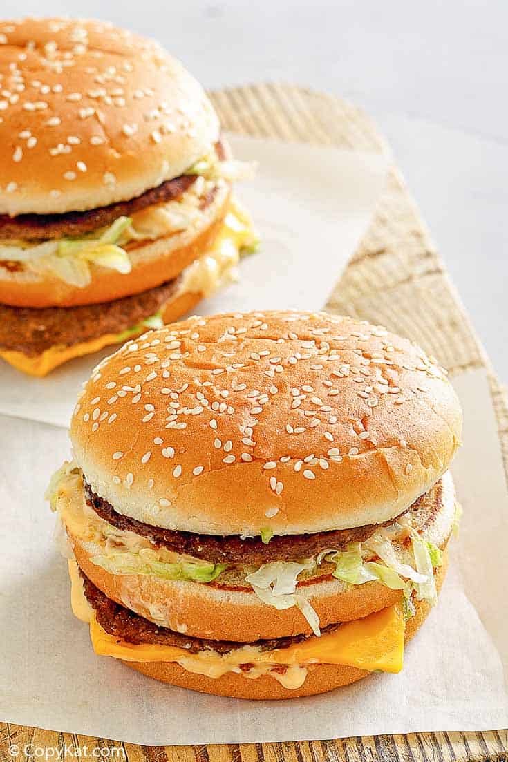 two homemade Big Mac Burgers