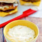 homemade McDonald's Big Mac special sauce in a small yellow bowl