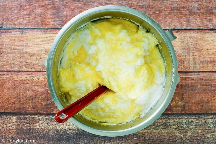 fluffy omelette mixture in a bowl