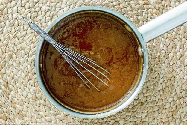 peanut butter sauce in a pan