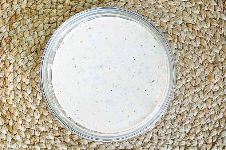 homemade Old Spaghetti Factory creamy pesto dressing in a bowl