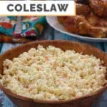 a bowl of copycat kfc coleslaw