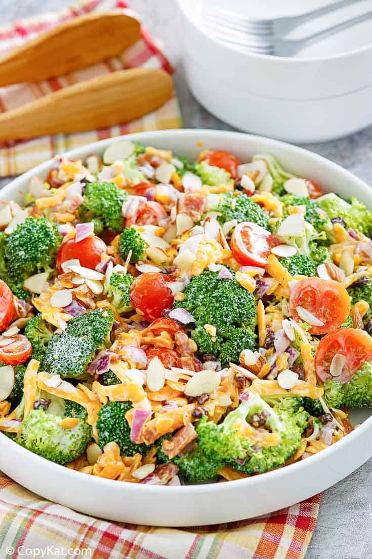 homemade broccoli salad in a bowl