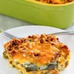 a serving of chili relleno casserole with beef