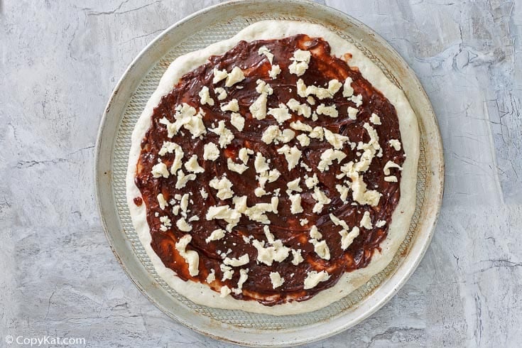 chocolate dessert pizza before being baked