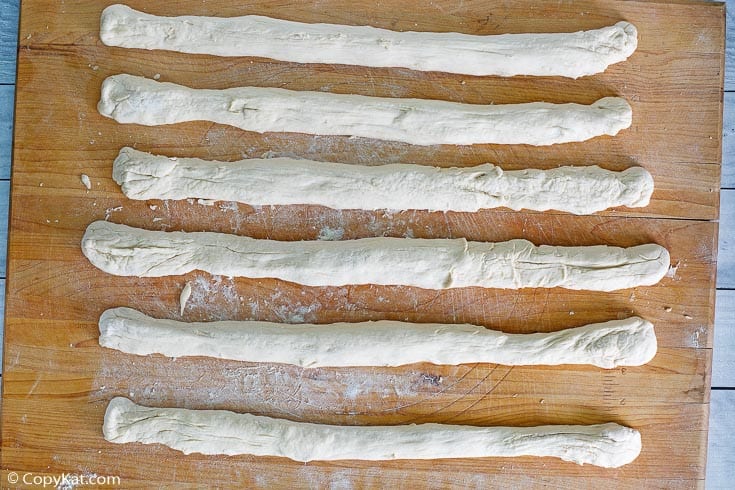 strips of dough for cinnamon sugar pretzel bites