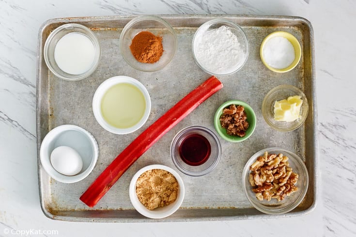 Mrs. Proctor's rhubarb bread ingredients