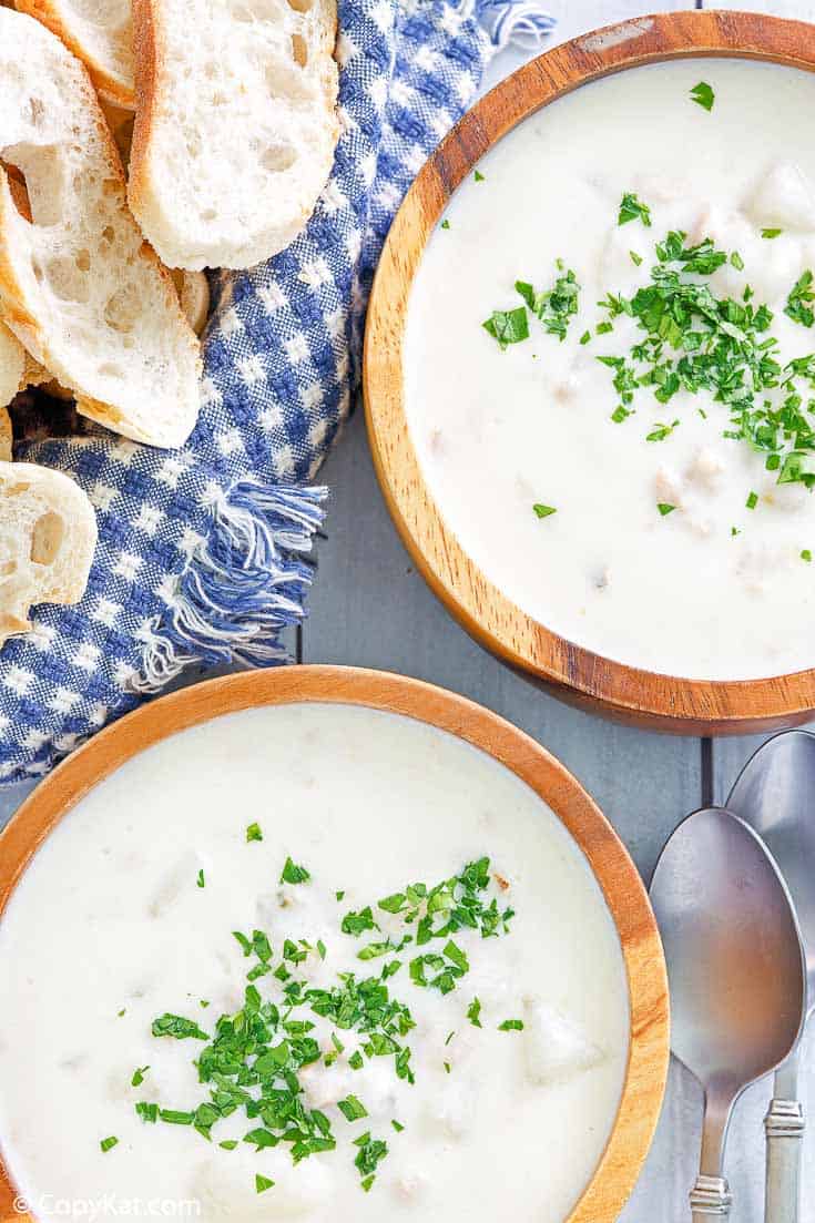 two bowls of clam chowder