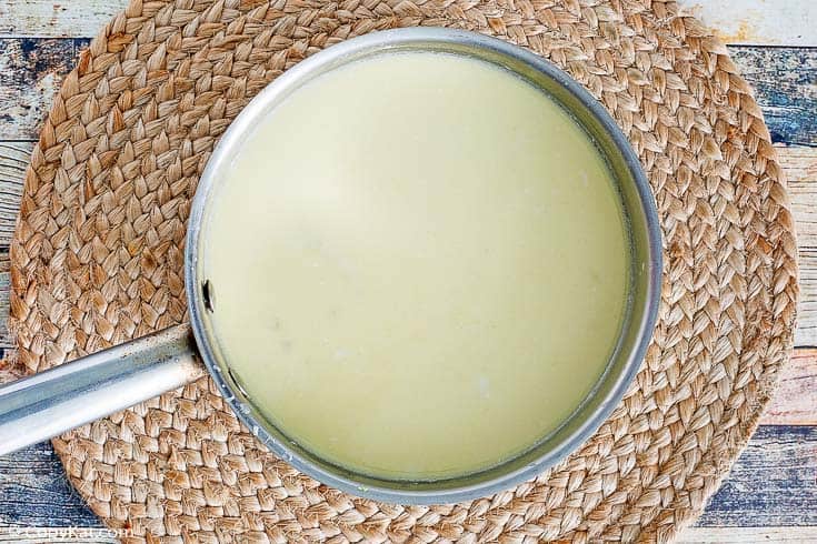 clam chowder in a pan