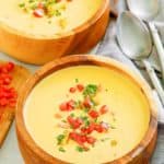 two bowls of homemade Houston's Canadian cheese soup