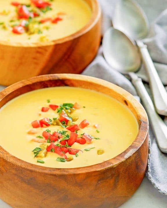 two bowls of Canadian cheese soup