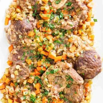 beef shanks with chopped vegetables