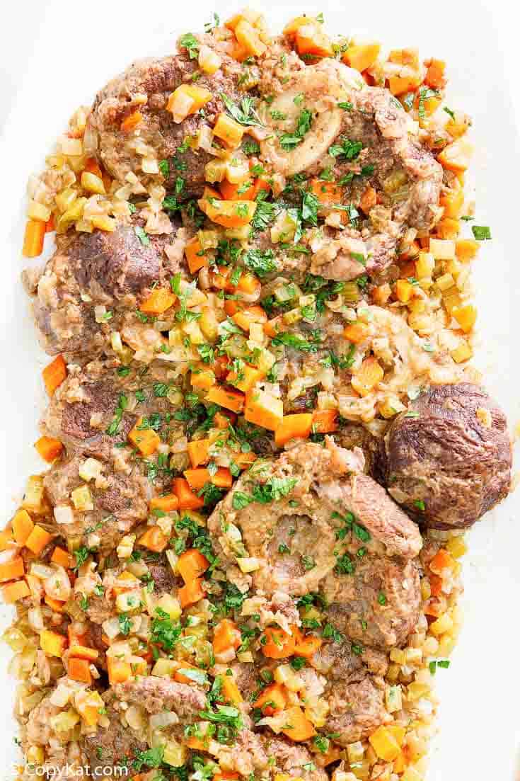 beef shanks with chopped vegetables