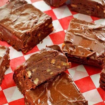 frosted chocolate brownies with nuts