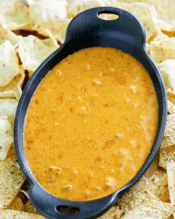 homemade Chili's skillet queso and tortilla chips