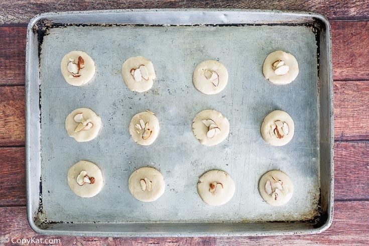 Chinese almond cookies on a baking sheet before baking