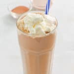 iced mocha drink topped with whipped cream