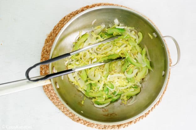 cabbage mix for chow mein in a mixing bowl