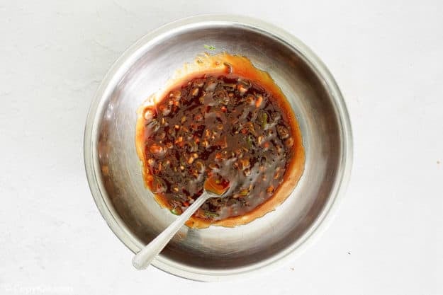 chow mein sauce in a mixing bowl