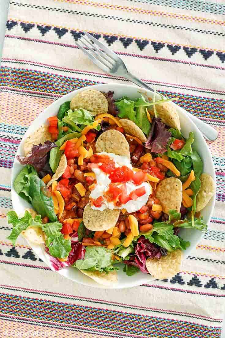 overhead view of homemade Wendy's taco salad