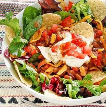 homemade Wendy's Taco Salad and a fork