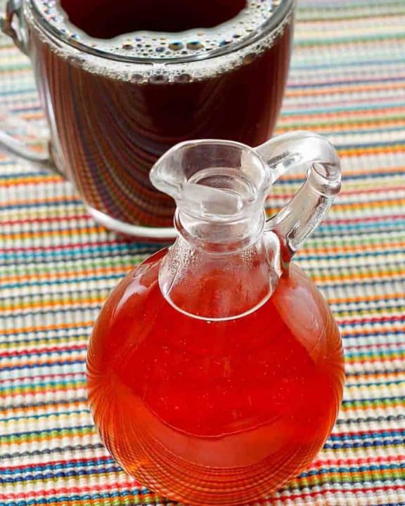 homemade caramel syrup and a cup of coffee