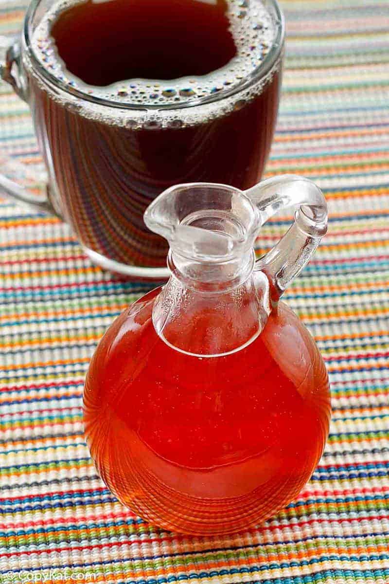 homemade caramel syrup and a cup of coffee