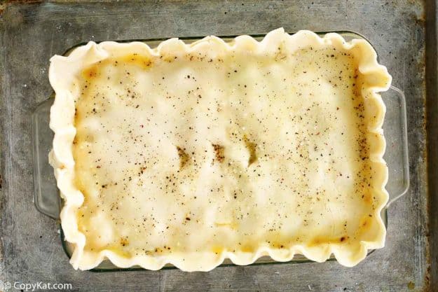 homemade chicken pot pie before baking