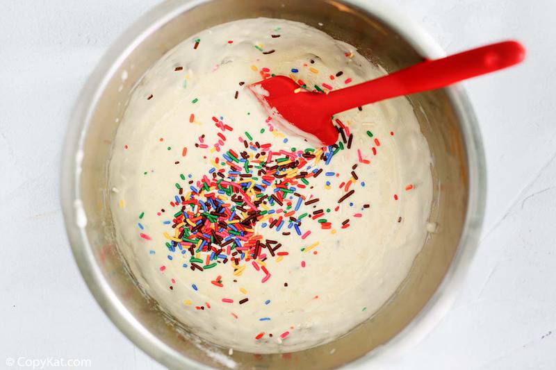 IHOP Cupcake Pancake batter with funfetti sprinkles