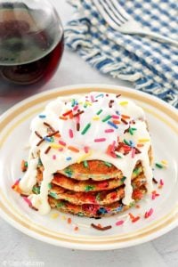 a stack of homemade IHOP cupcake pancakes
