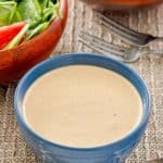 a bowl of homemade Russian salad dressing and salad