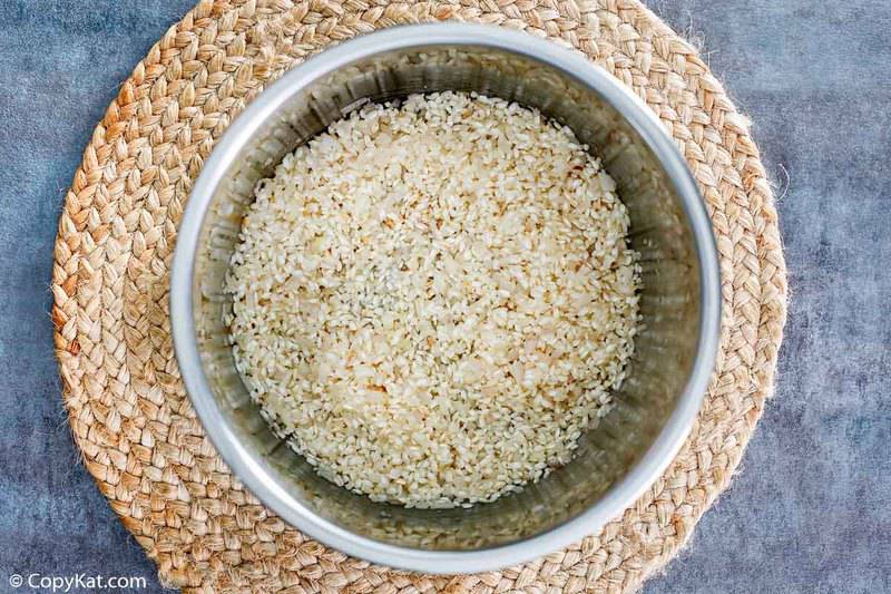 medium grain Arborio rice for risotto in a bowl