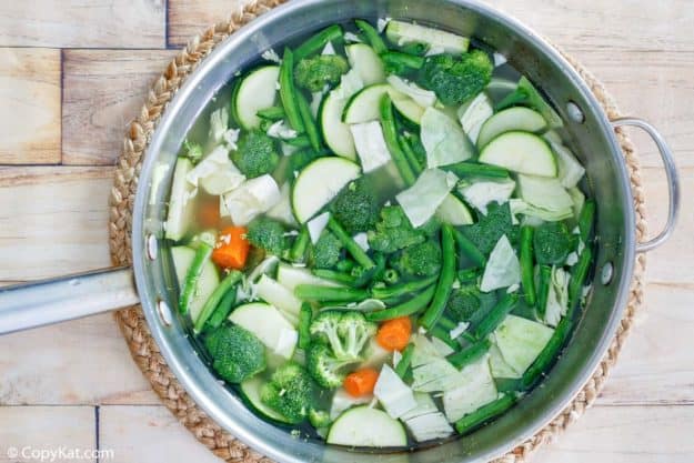 mixed vegetables in a pan