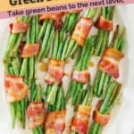 Bacon wrapped Green bean bundles on a plate