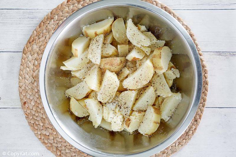 cooked russet potatoes with skin in a bowl