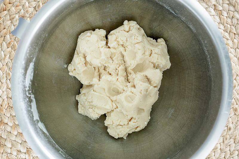 cream cheese spritz cookies dough in a mixing bowl
