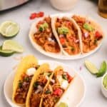 hard and soft shredded chicken tacos