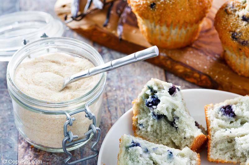 homemade vanilla sugar and blueberry muffins