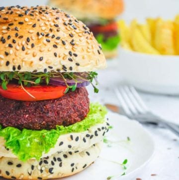 vegan burger on a plate