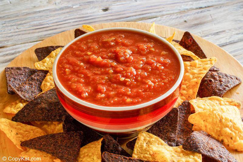 tortilla chips and a bowl of homemade Chili's salsa