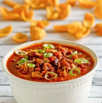 a bowl of homemade Wendy's Chili and Fritos