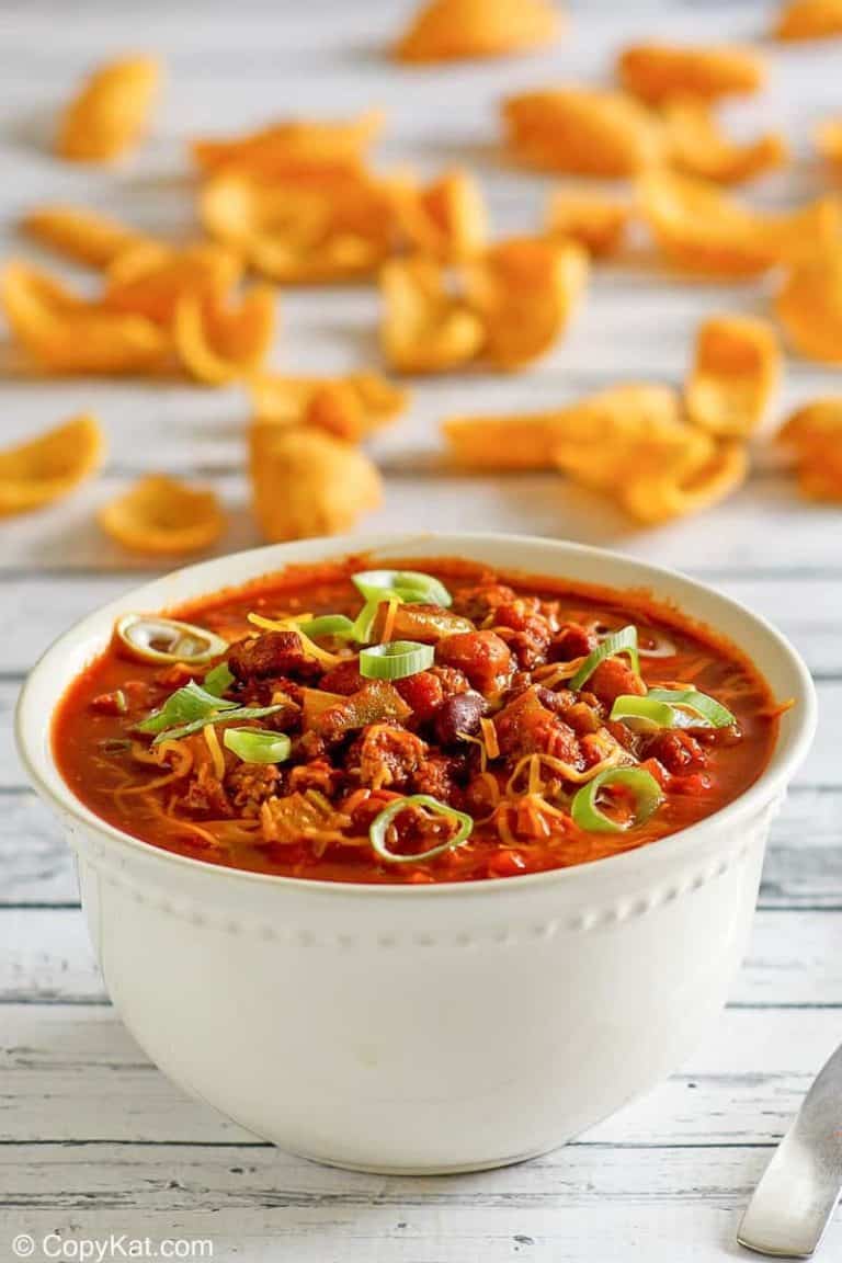 a bowl of homemade Wendy's Chili and Fritos