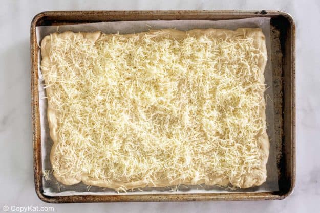 homemade Little Caesar's Italian Cheese Bread before baking