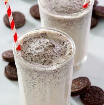 two glasses of homemade McDonald's Oreo McFlurry