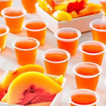 peach jello shots and peach slices