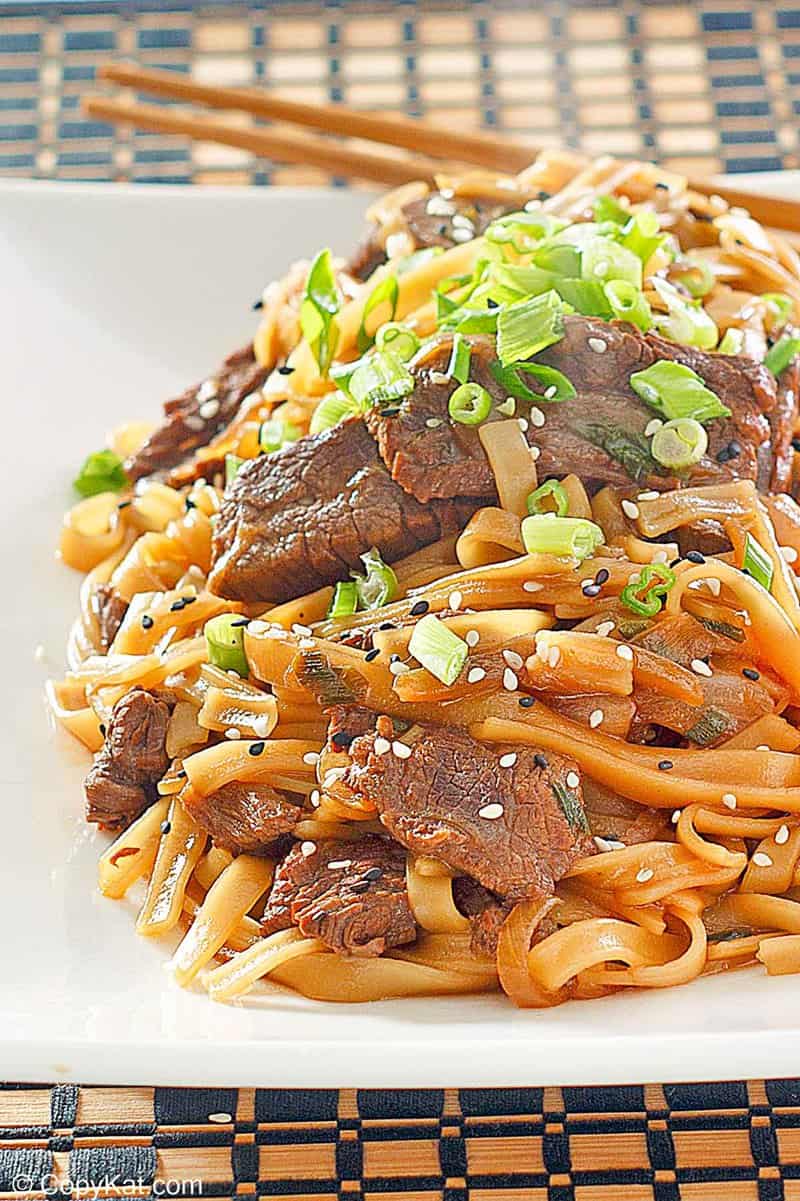 Chinese Beef Chow Fun on a platter