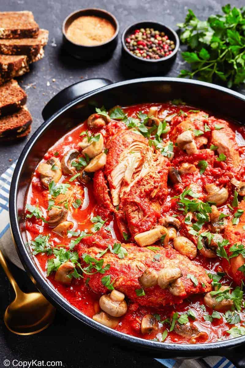 chicken cacciatore in a skillet